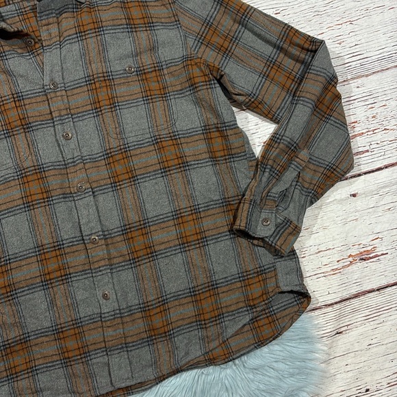 J. Crew Gray Orange Midweight flannel button front workshirt - Picture 7 of 9